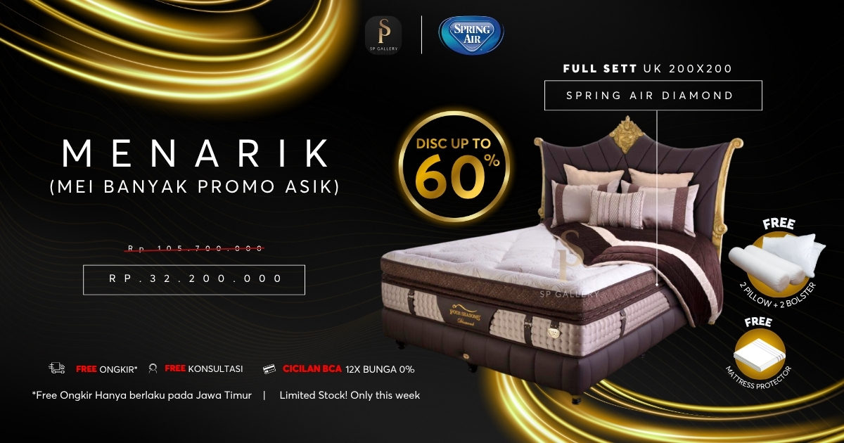 Promo Spring Air Diamond Full Set 200 x 200, Kasur Premium Diskon hingga 60 Persen di SP Gallery