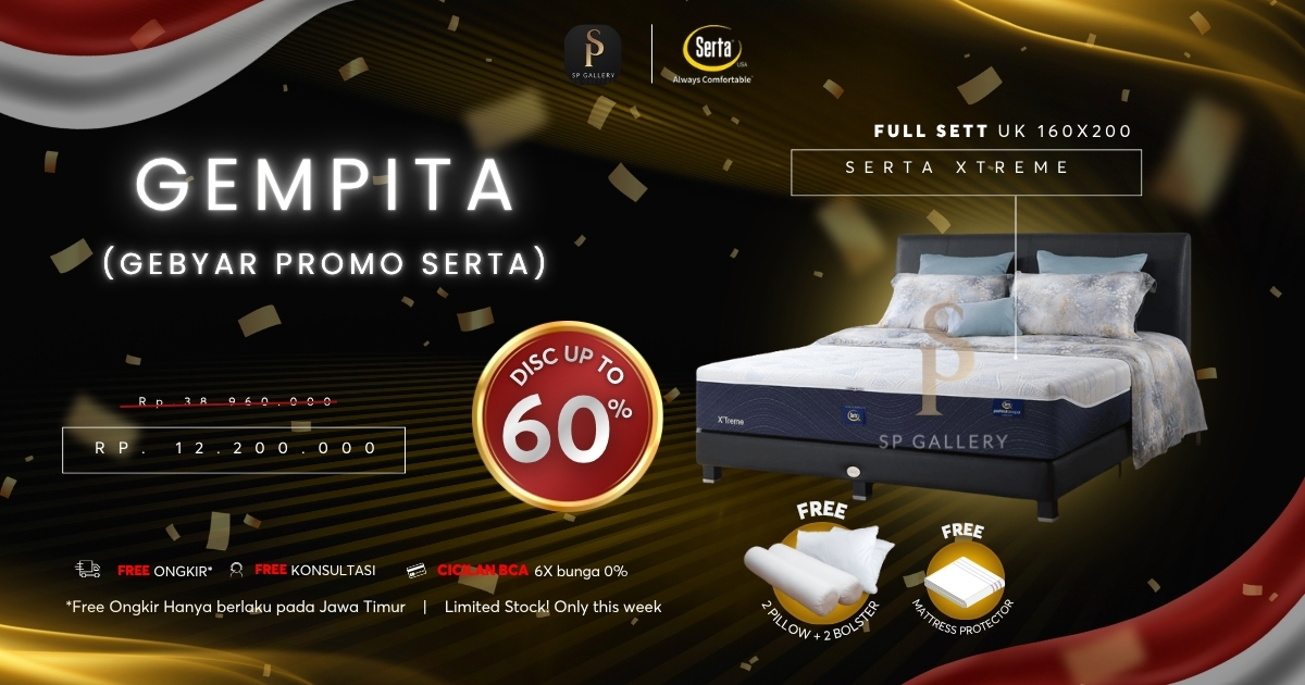 Serta Xtreme Lagi Promo! Kasur Extra Firm dengan Bonus Lengkap